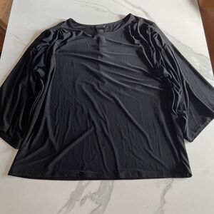 Citiknits Shirt Top Black V Neck Travel Stretch 3/4 Sleeve Womens Large Classic